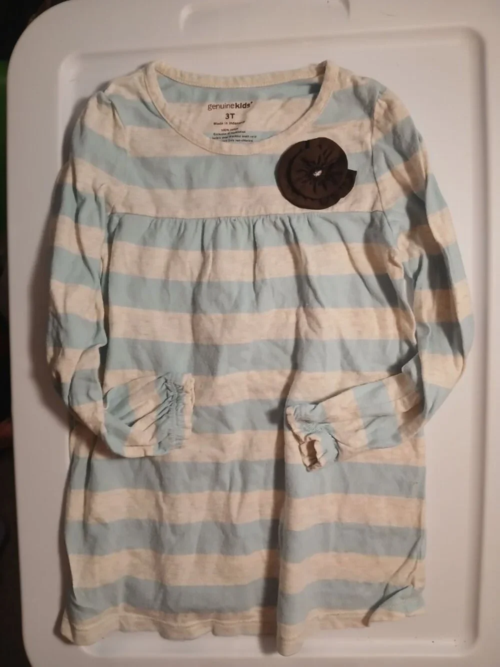 Genuine Kids Girls 3T Blue and White Stripe Shirt